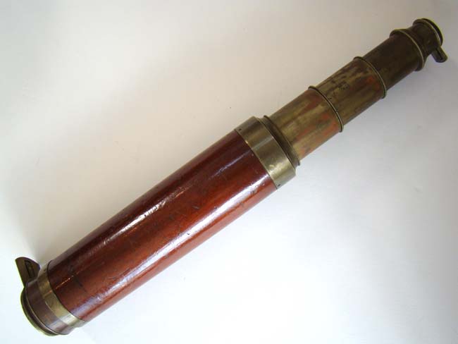 A 19th century Three-Draw Telescope signed EDWARD WRENCH, 6 Gray's Inn Terrace, London, circa 1839-1852.